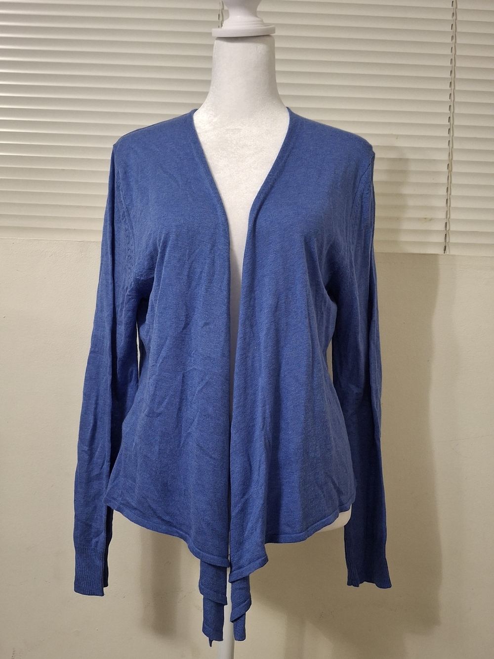 NIC+ZOE Blue Open Front Draped Waterfall Hem Cardigan Sweater Size L - Picture 3 of 6